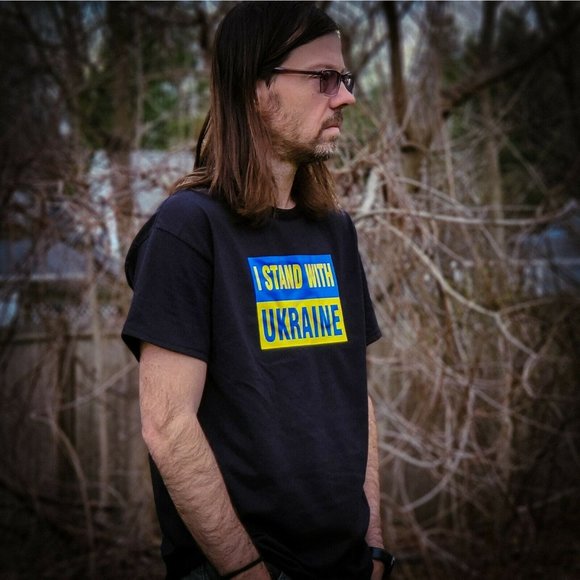 'I Stand With Ukraine' T-shirt Black Support Ukraine Flag Pride FREE SHIPPING - Picture 7 of 8